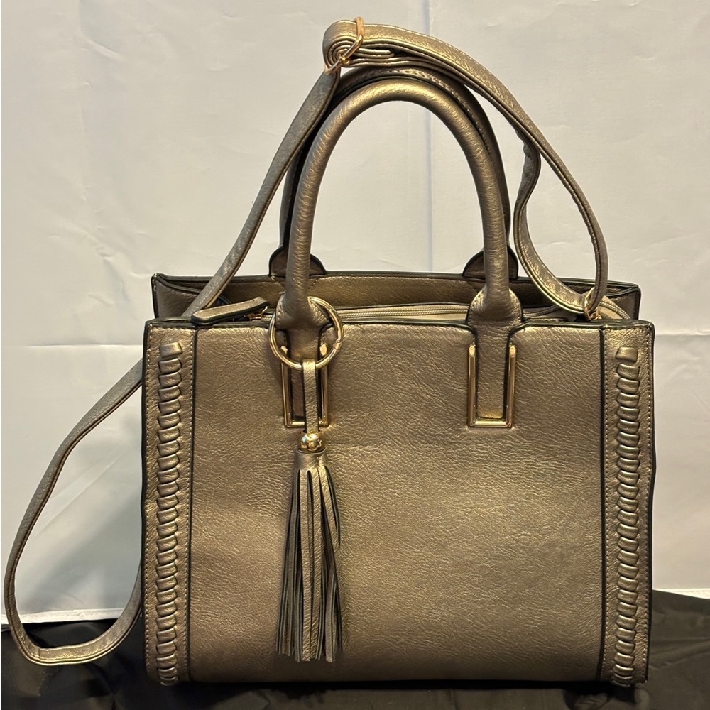 Dasein Women Satchel Handbags Vegan Leather Purses Tassel Tote Long Strap NWOT